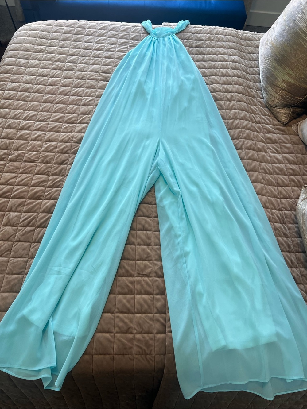 Light Aqua Wide-Leg Jumpsuit